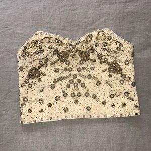 Beaded Strapless Crop Top